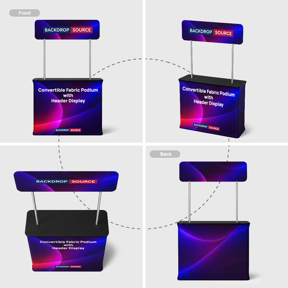 Custodia per podio in tessuto convertibile con display a intestazione