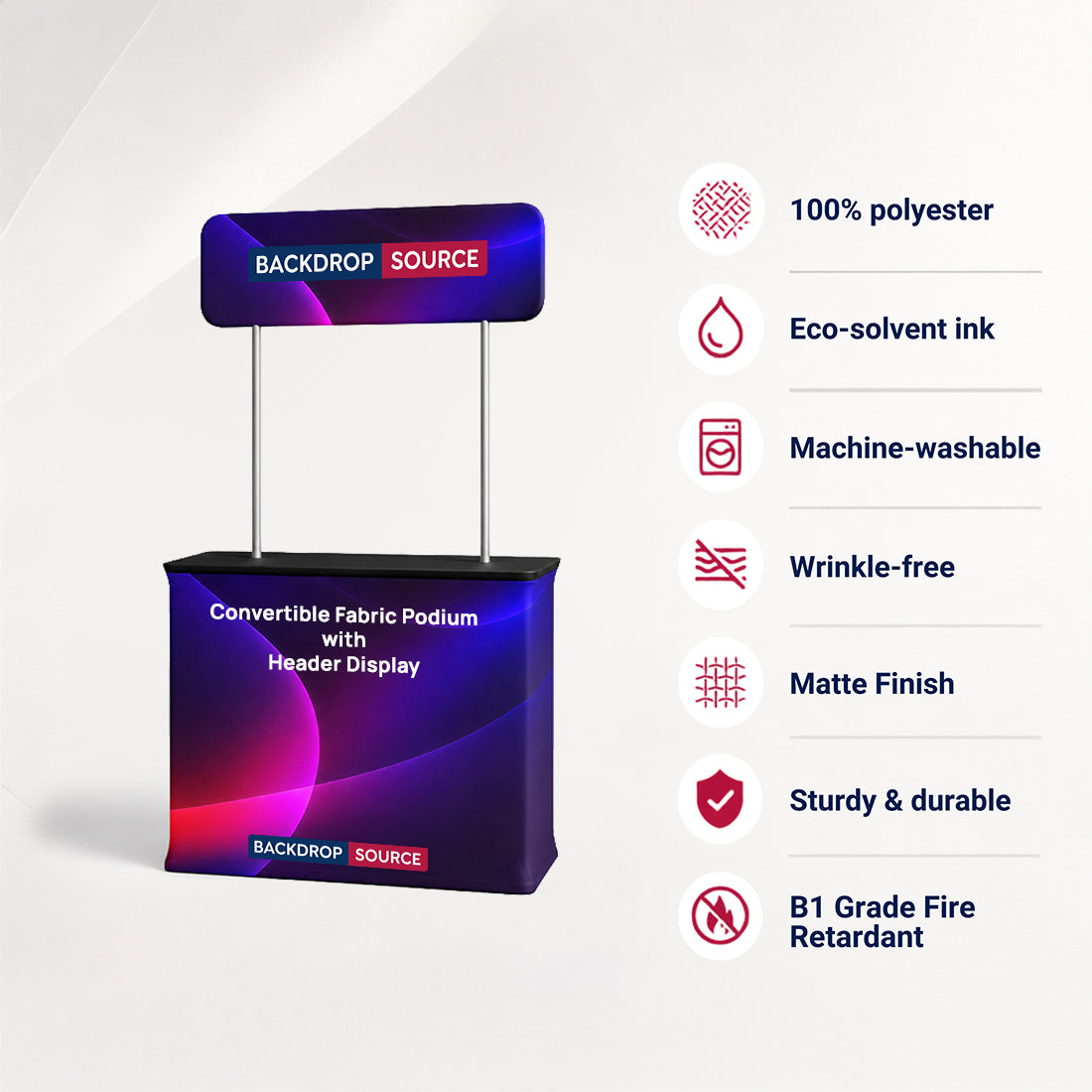 Banco espositivo in tessuto rettangolare (per podi e stand espositivi)