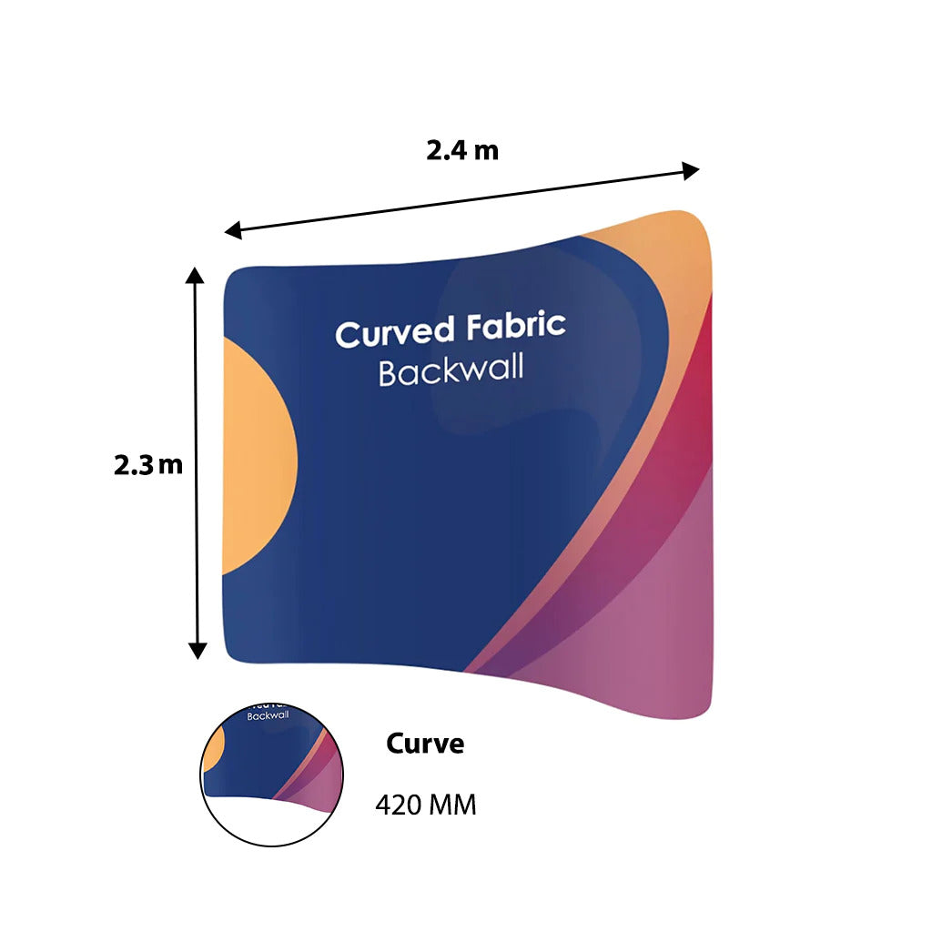 Kit espositivo curvo Exhibit Pro 3 in 1 da 3 m x 3 m con luci Illume