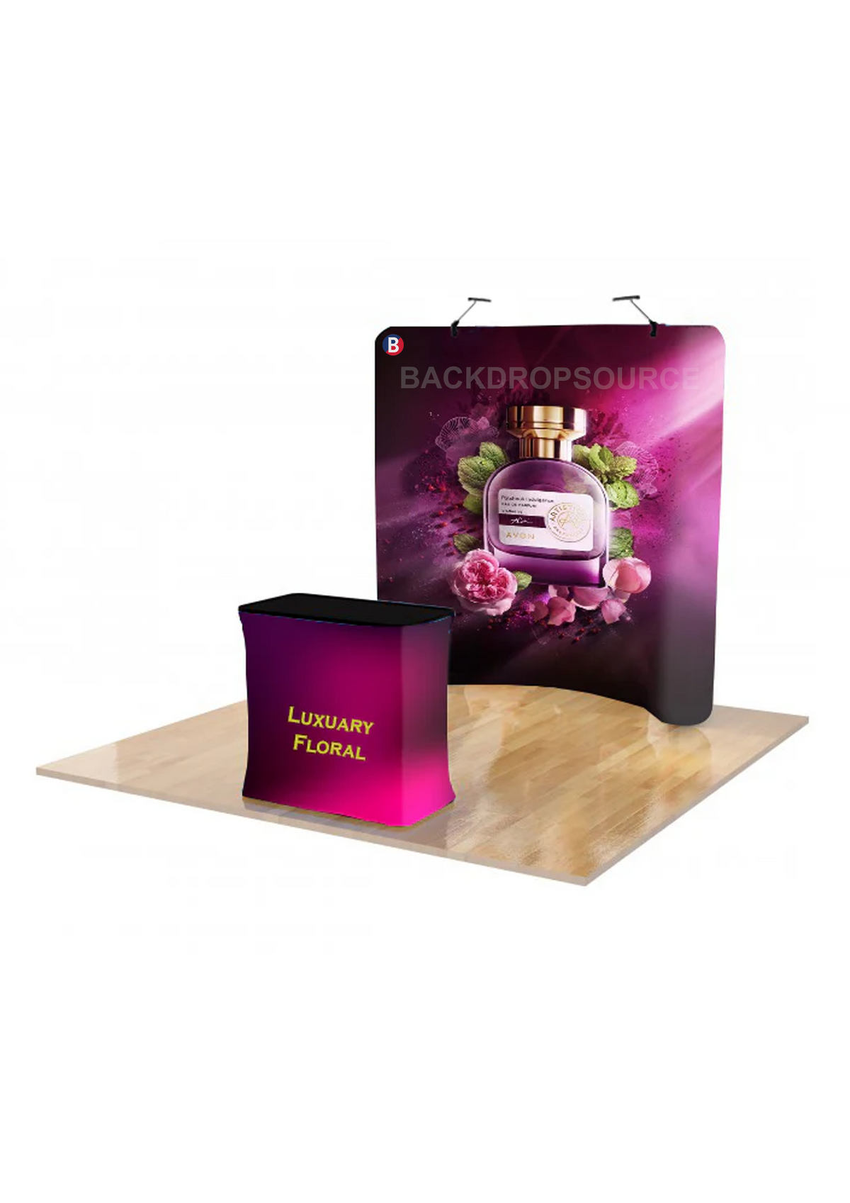 Kit espositivo curvo Exhibit Pro 3 in 1 da 3 m x 3 m con luci Illume
