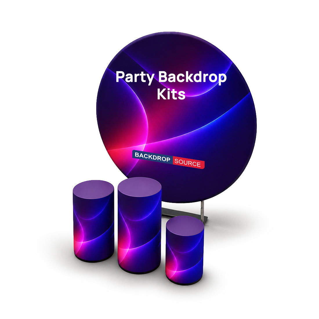 Kit di fondali rotondi personalizzati con bancone per feste di compleanno ed eventi