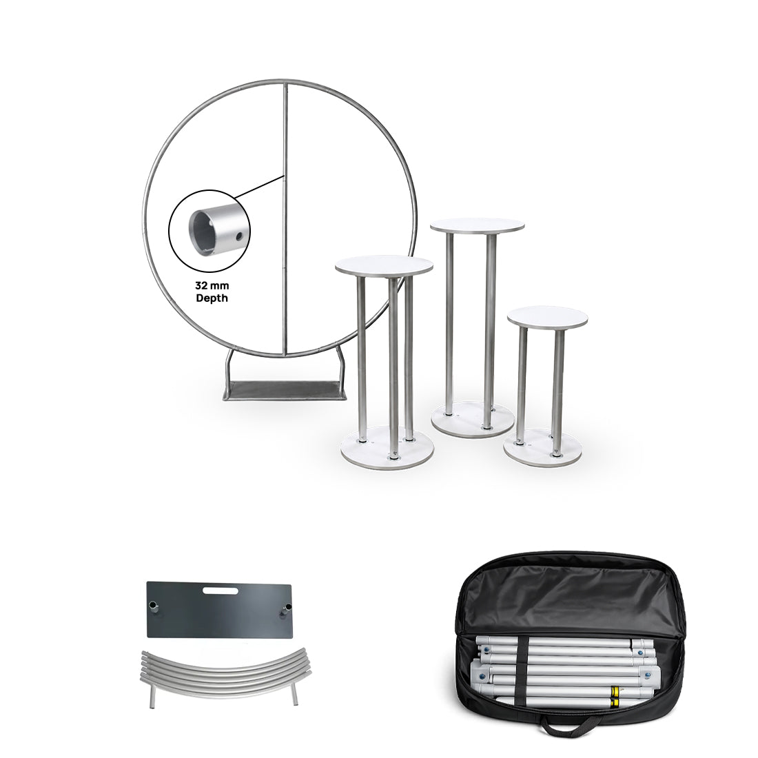 Kit di fondali rotondi personalizzati con bancone per feste di compleanno ed eventi