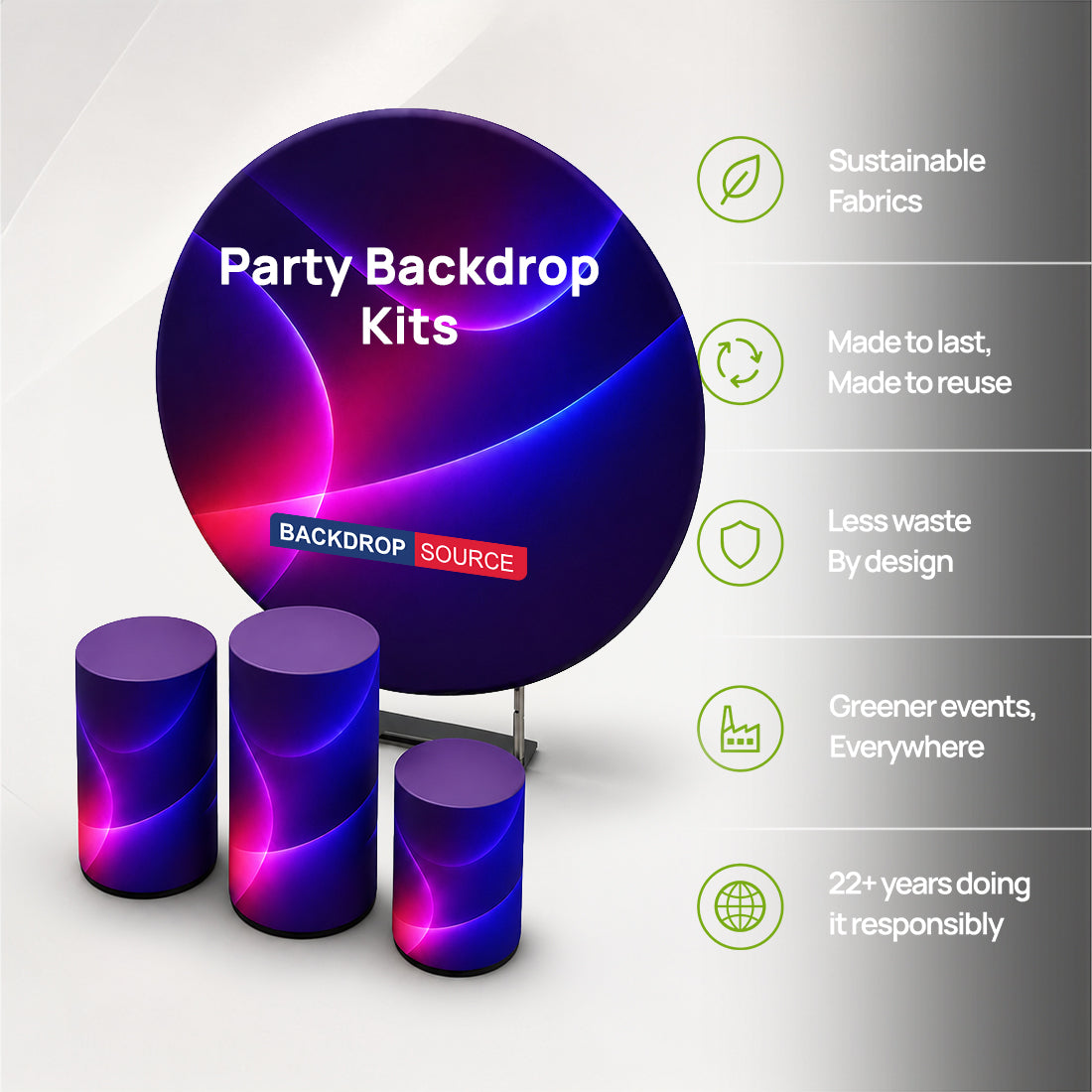 Kit di fondali rotondi personalizzati con bancone per feste di compleanno ed eventi