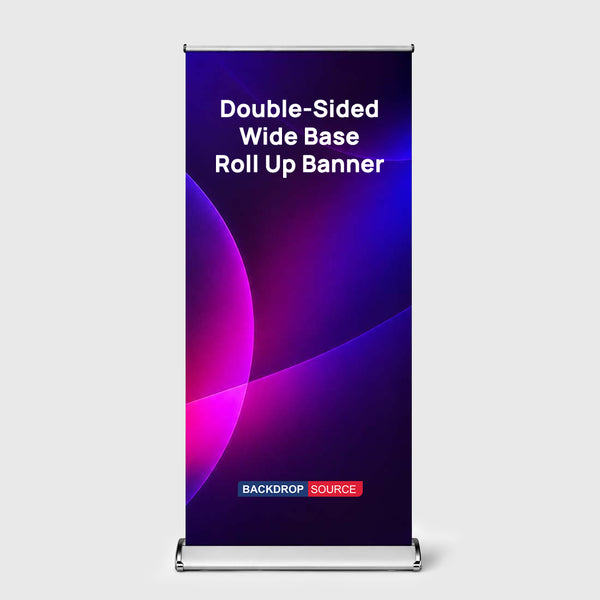 Banner enrollable de base ancha de doble cara
