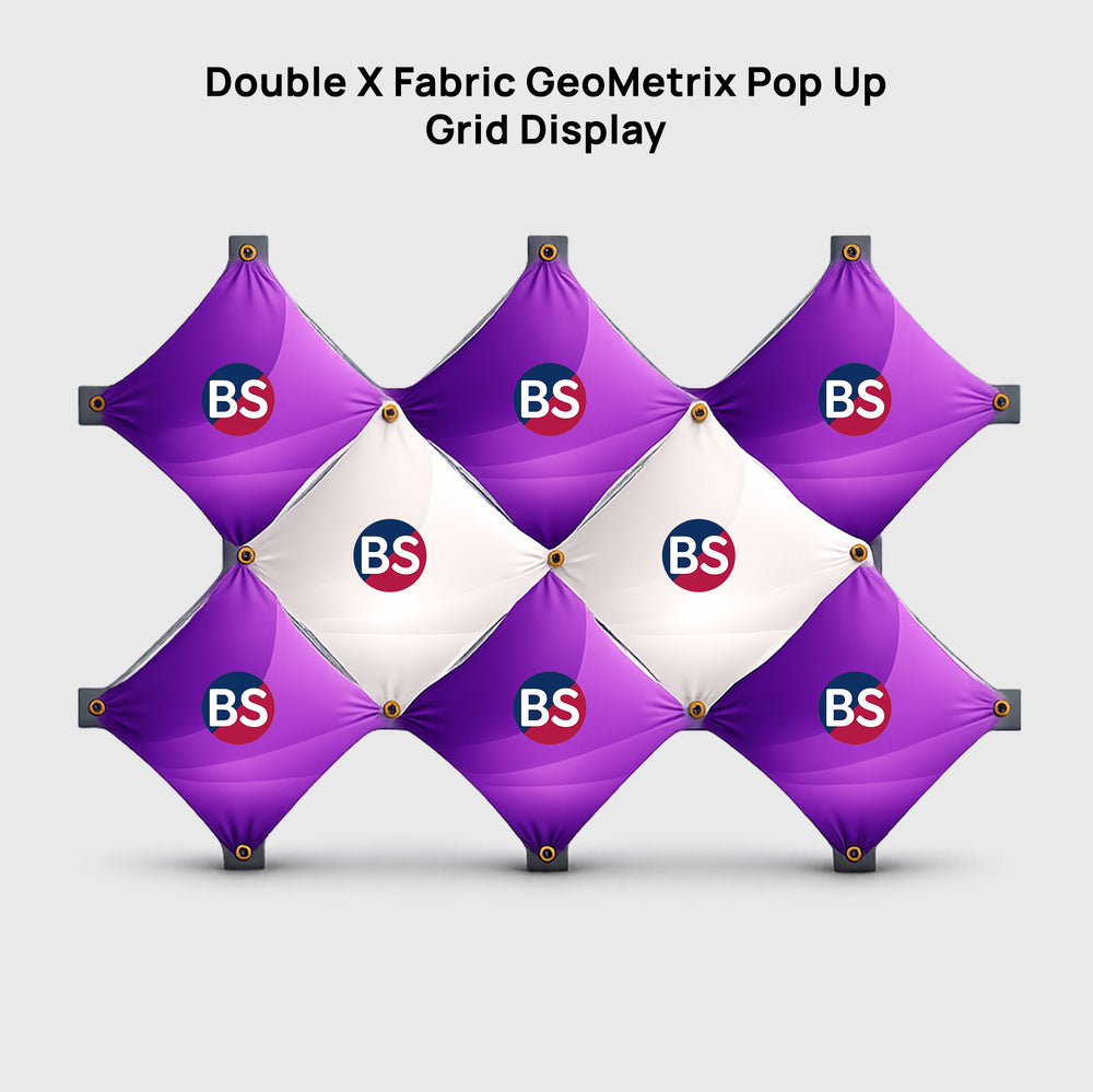 Espositore Pop-Up a Griglia GeoMetrix in Tessuto Double X