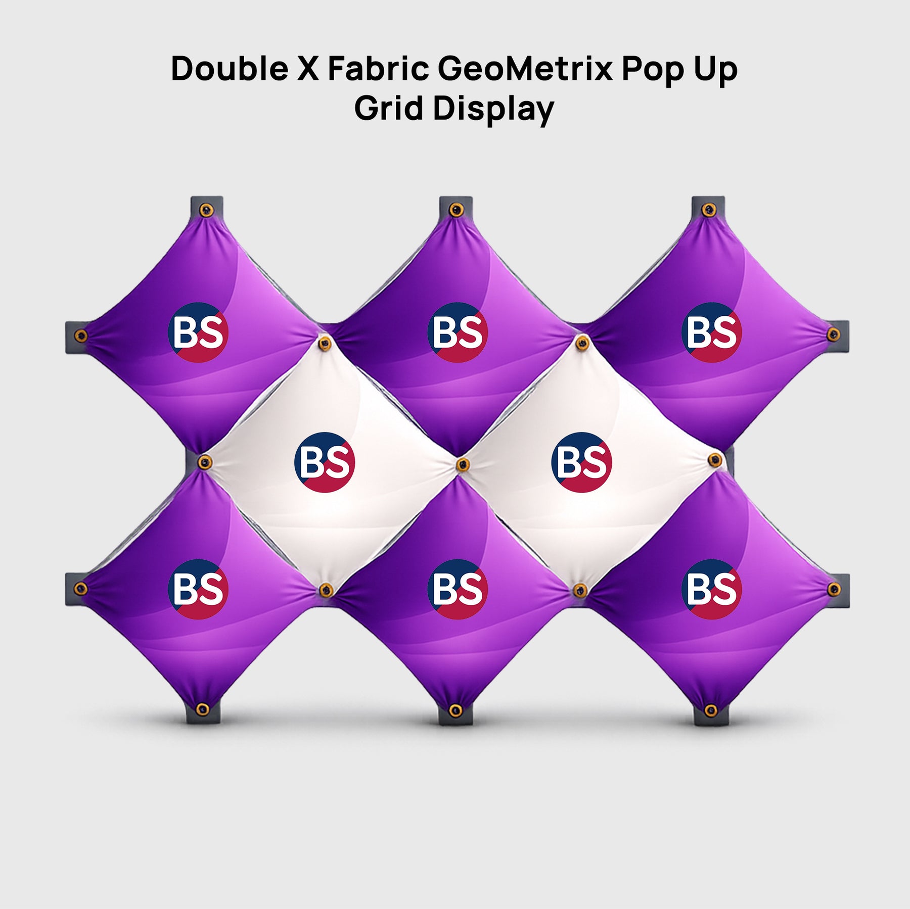 Espositore Pop-Up a Griglia GeoMetrix in Tessuto Double X