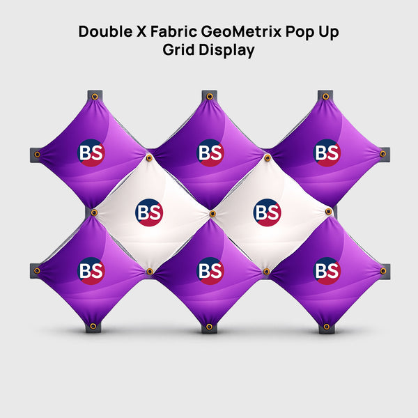 Espositore Pop-Up a Griglia GeoMetrix in Tessuto Double X