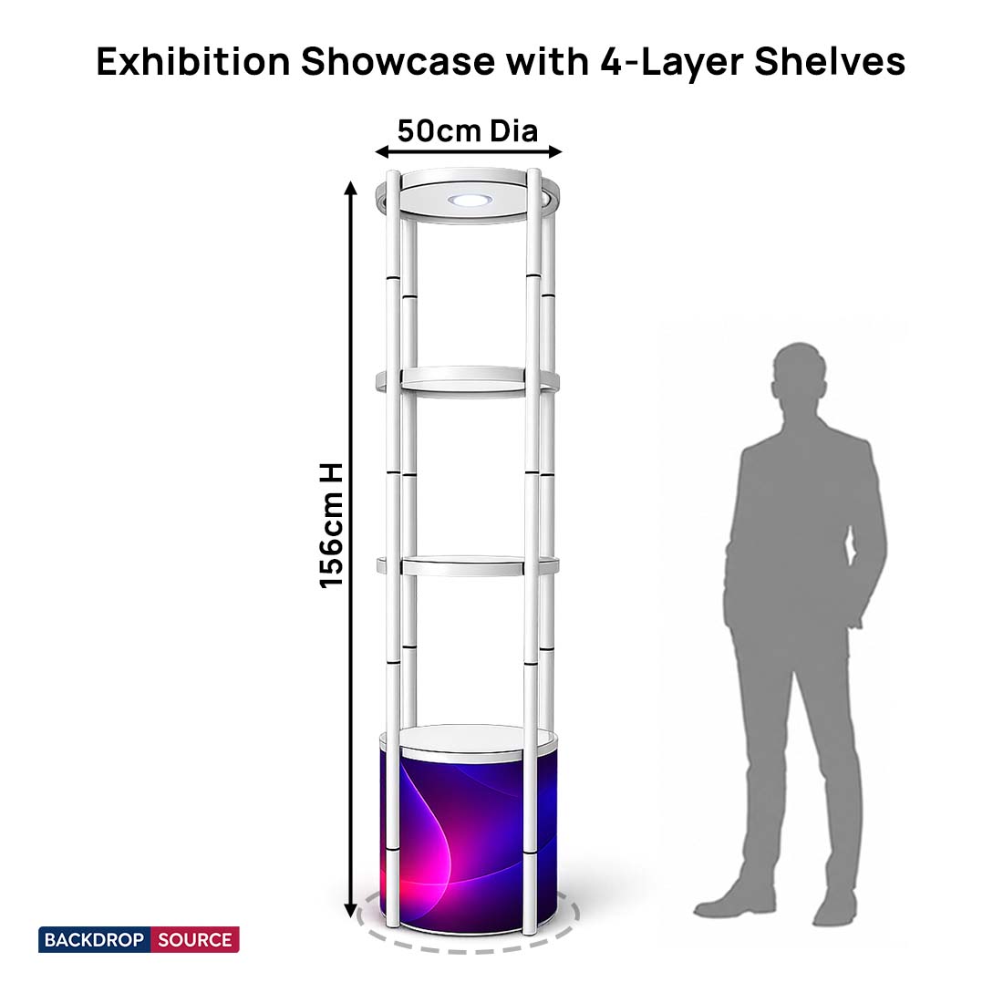 Exhibition Display Showcase with 4-Layer Shelves