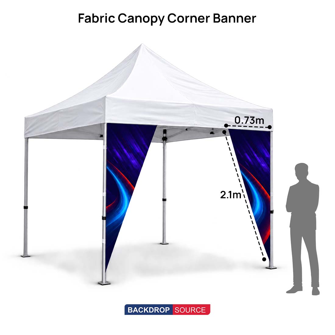 Striscione angolare in tessuto per tenda