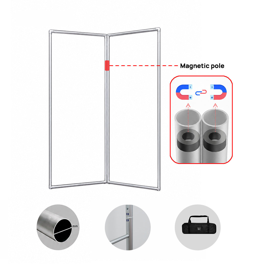 Espositore divisorio magnetico in tessuto – 2 pannelli