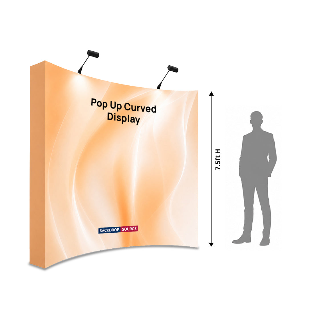 Fabric Popup Curved Backwall Kit with Clamping Lights