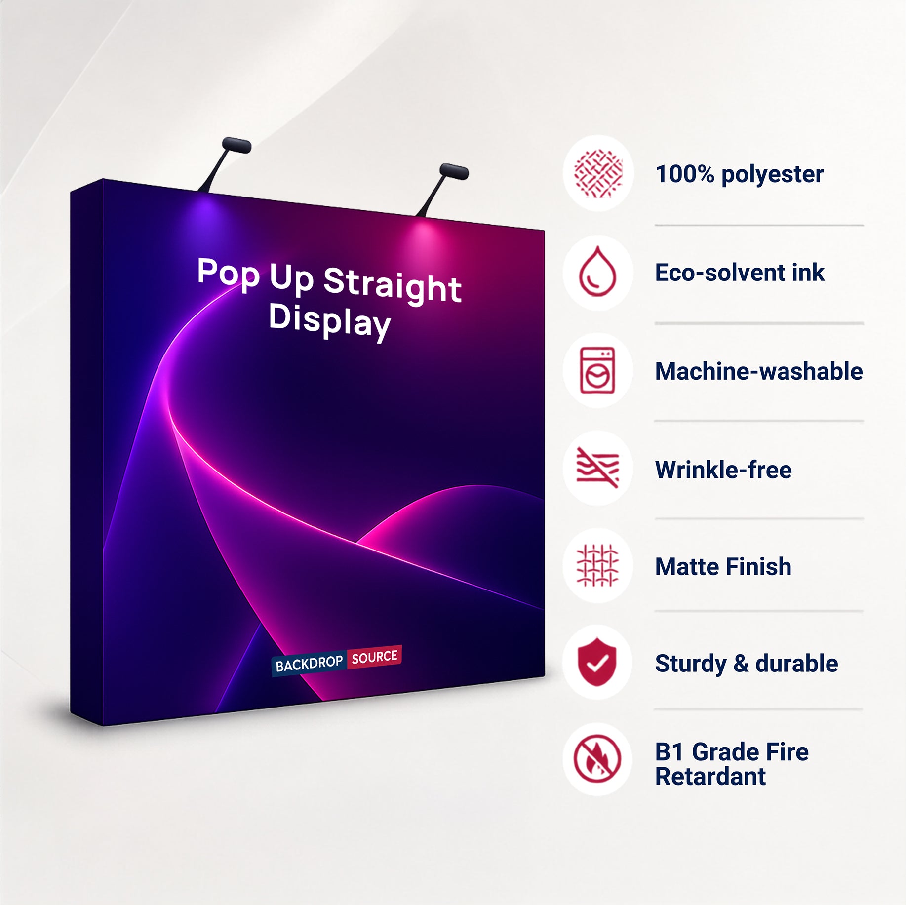 Kit parete posteriore dritta Popup con luci di serraggio