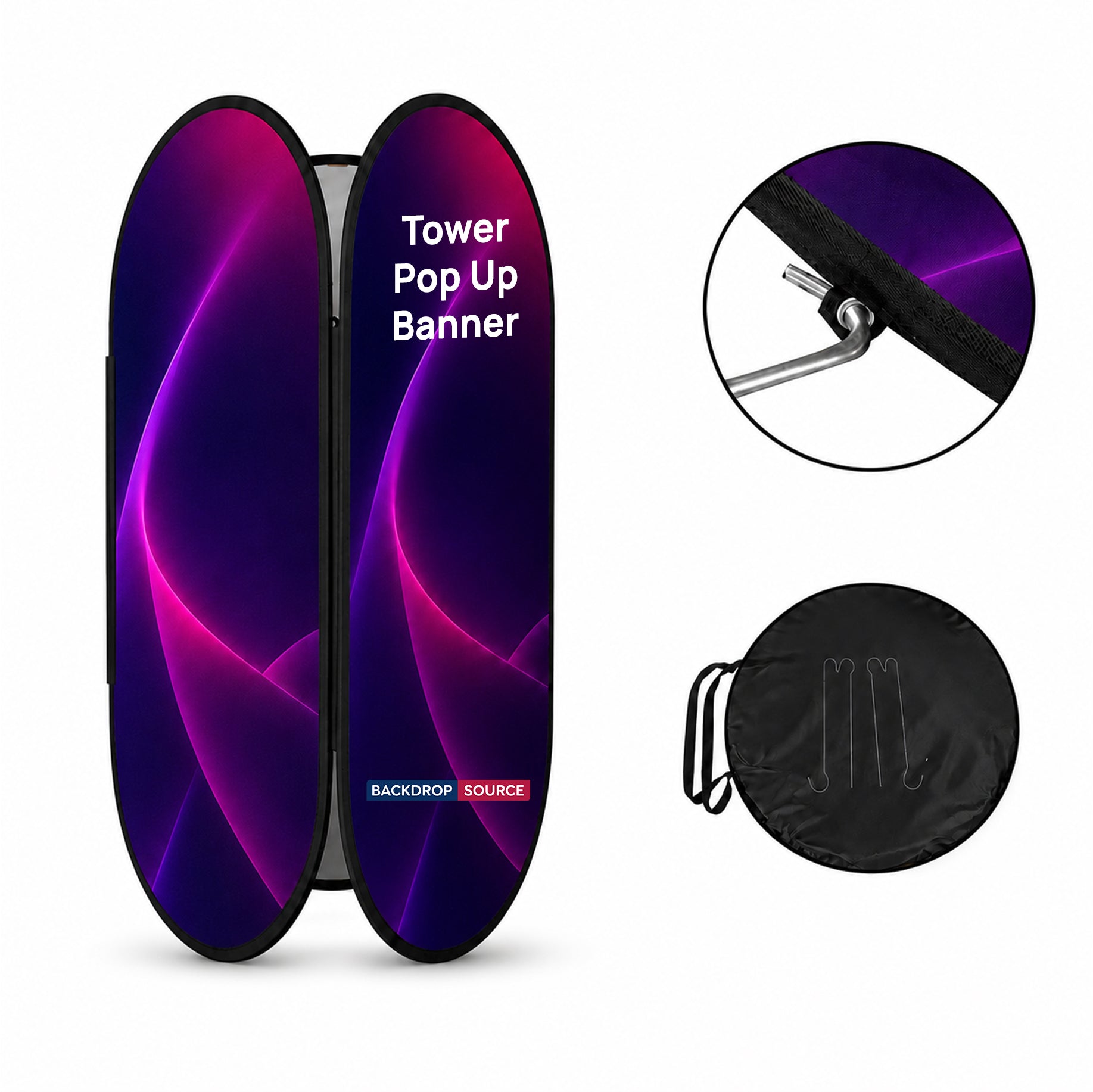 Banner pop-up rotondi (stampati su entrambi i lati)