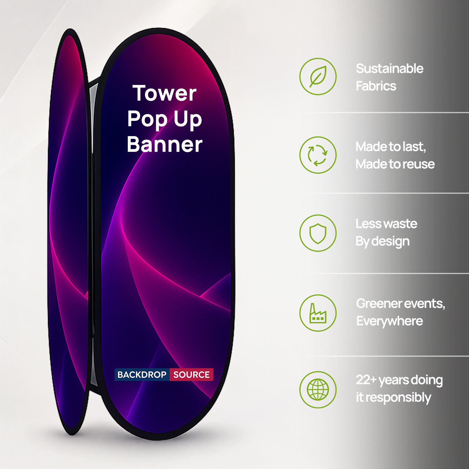 Banner pop-up rotondi (stampati su entrambi i lati)