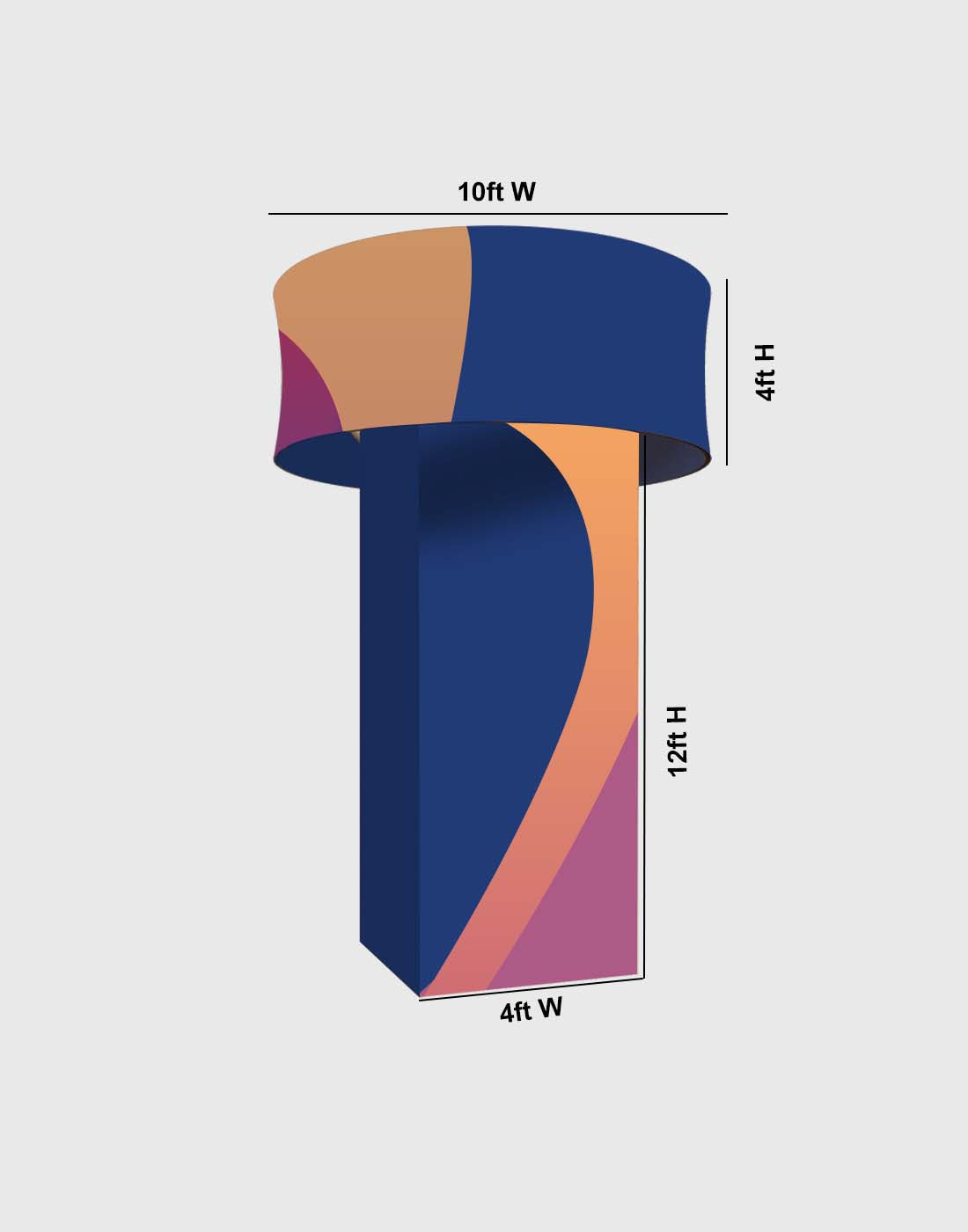 Columna de tela con forma de torre y círculo