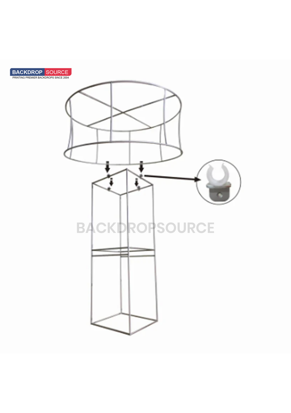 Columna de tela con forma de torre y círculo