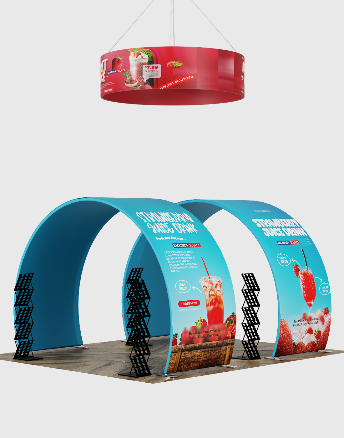 Kit espositivo con fondale dritto 20x10 con arco