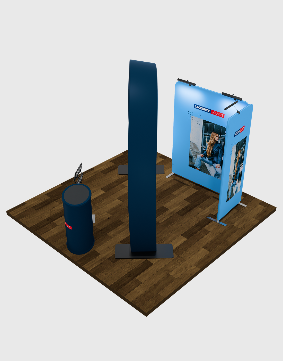 Kit espositivo modulare ad arco a ferro di cavallo per stand larghi 3 m