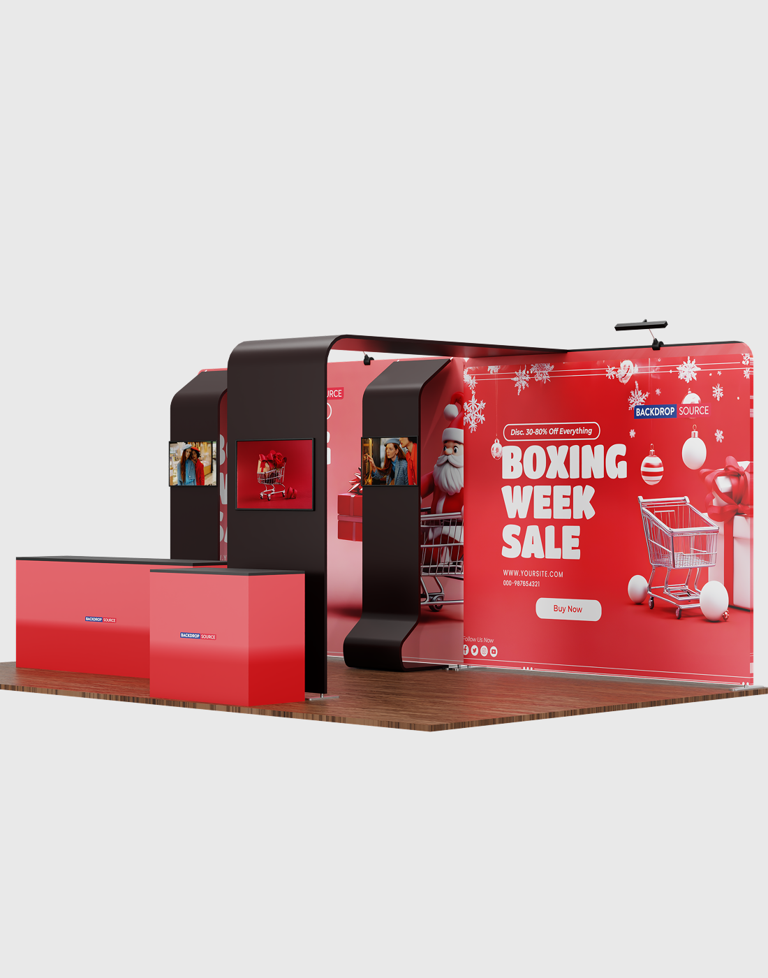 Kit espositivo con fondale dritto 20x10 con arco