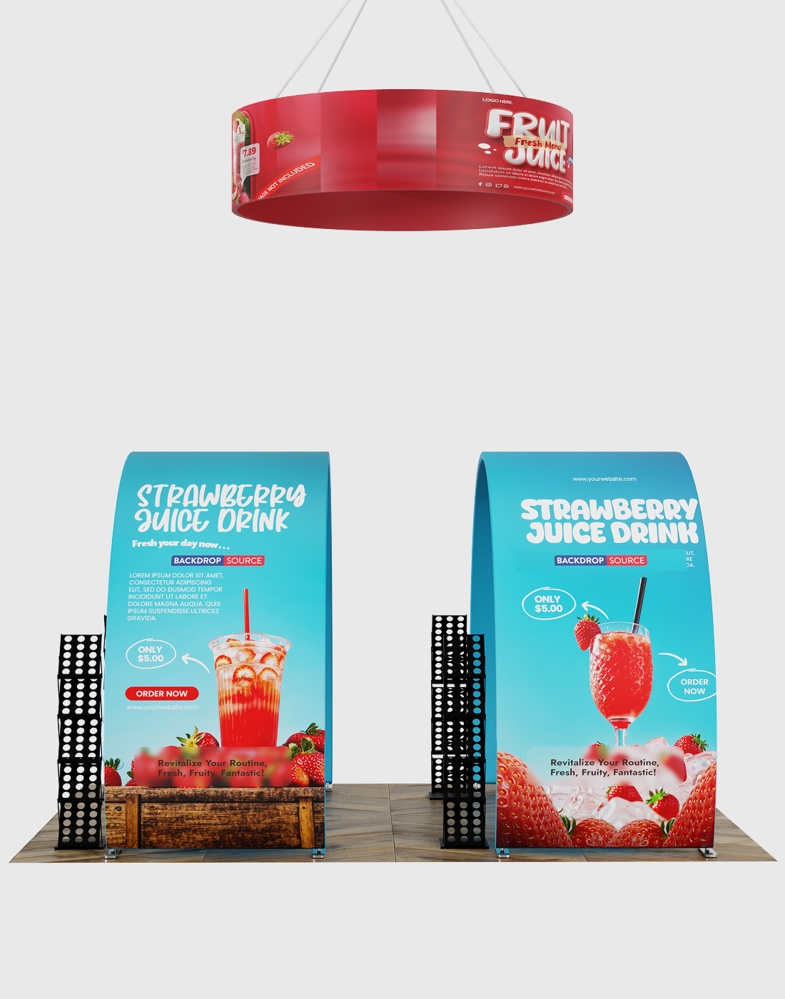 Kit espositivo con fondale dritto 20x10 con arco