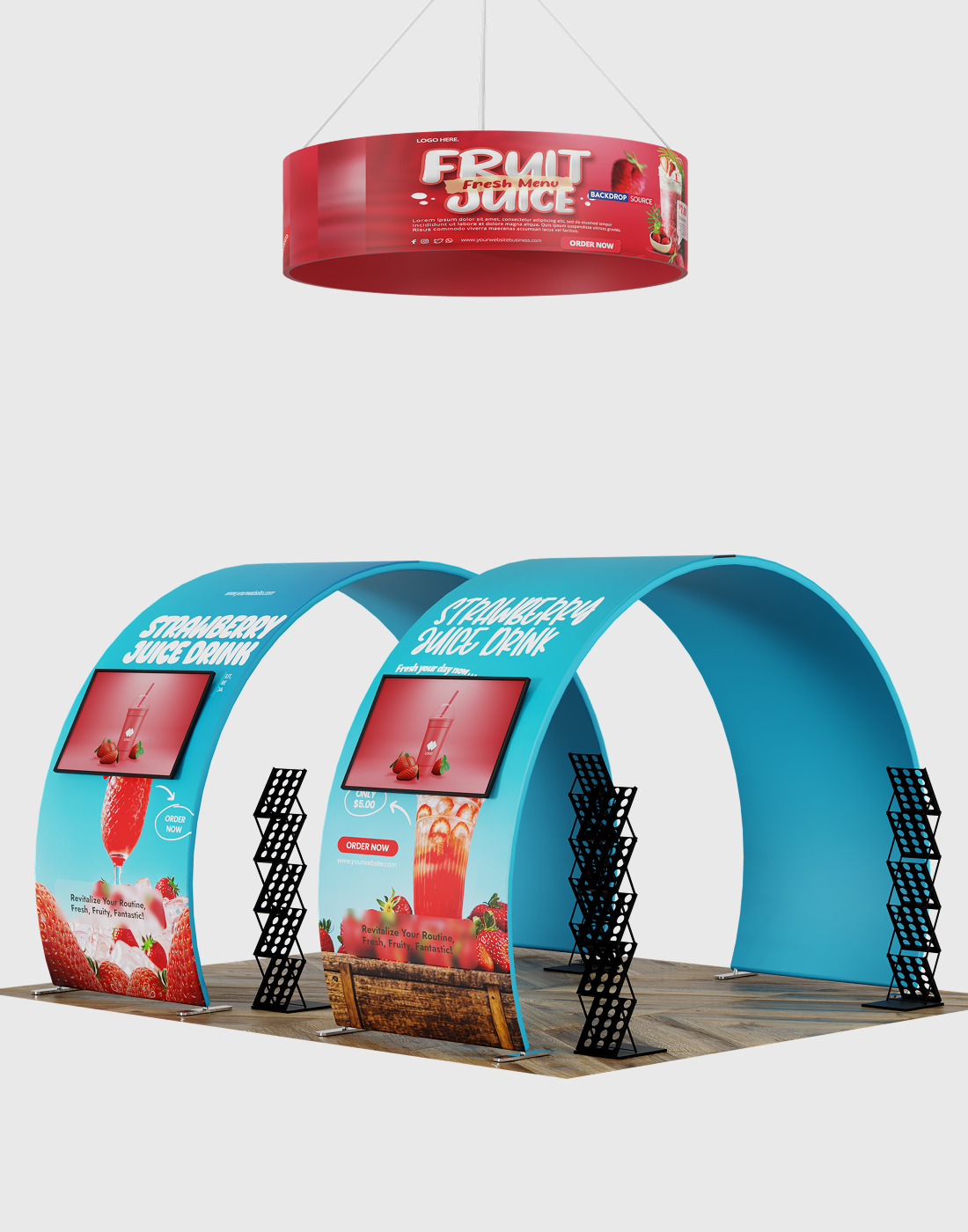 Kit espositivo con fondale dritto 20x10 con arco