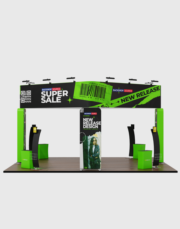 Kit espositivo con fondale dritto 20x10 con arco