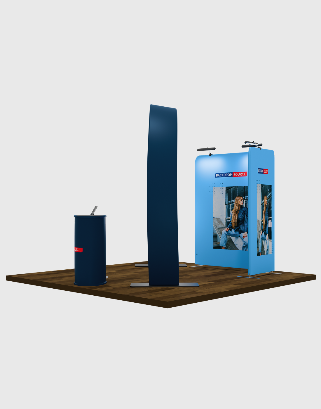 Kit espositivo modulare ad arco a ferro di cavallo per stand larghi 3 m