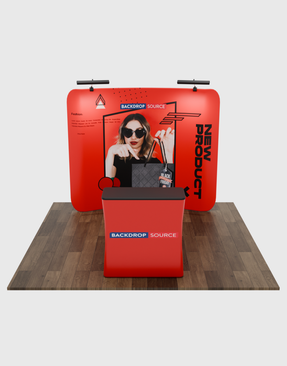 Kit espositivo curvo Exhibit Pro 3 in 1 da 3 m x 3 m con luci Illume