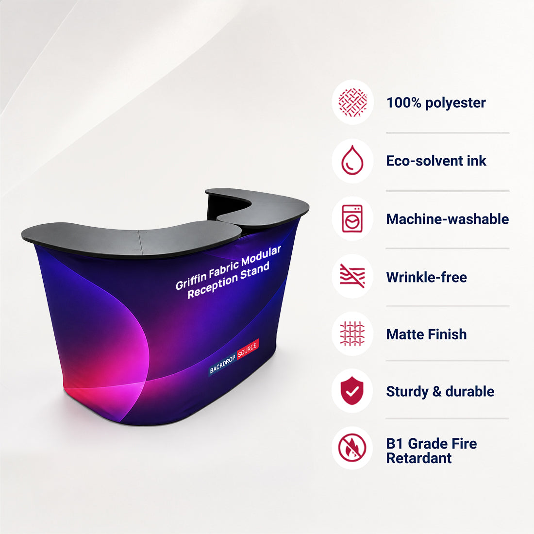 Banco espositivo in tessuto rettangolare (per podi e stand espositivi)