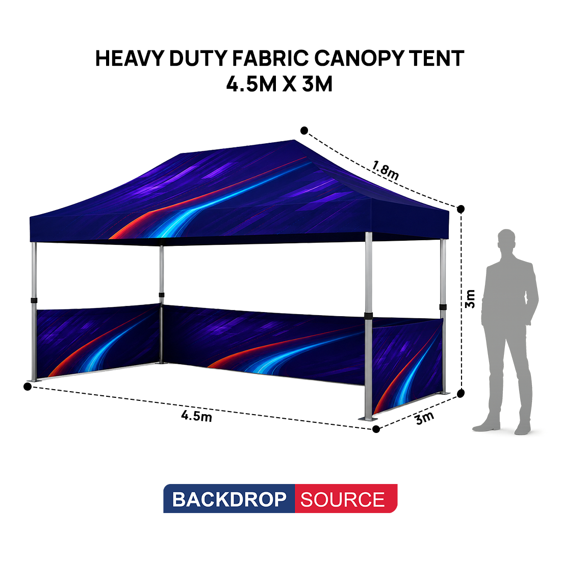 Tenda a baldacchino in tessuto resistente – (4,5 m L x 3 m A)