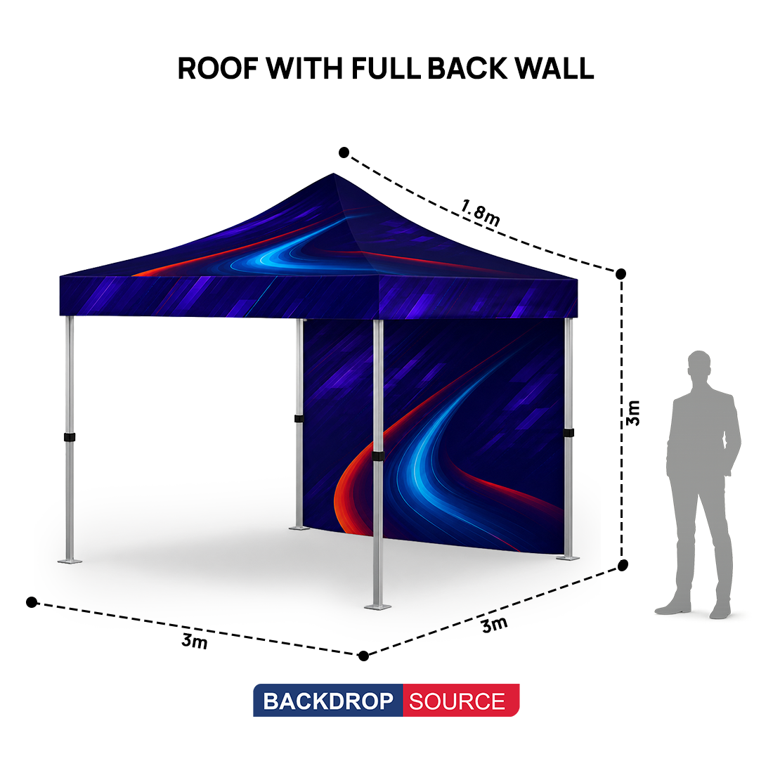 Tenda a baldacchino in tessuto resistente – (3m L x 3m H)