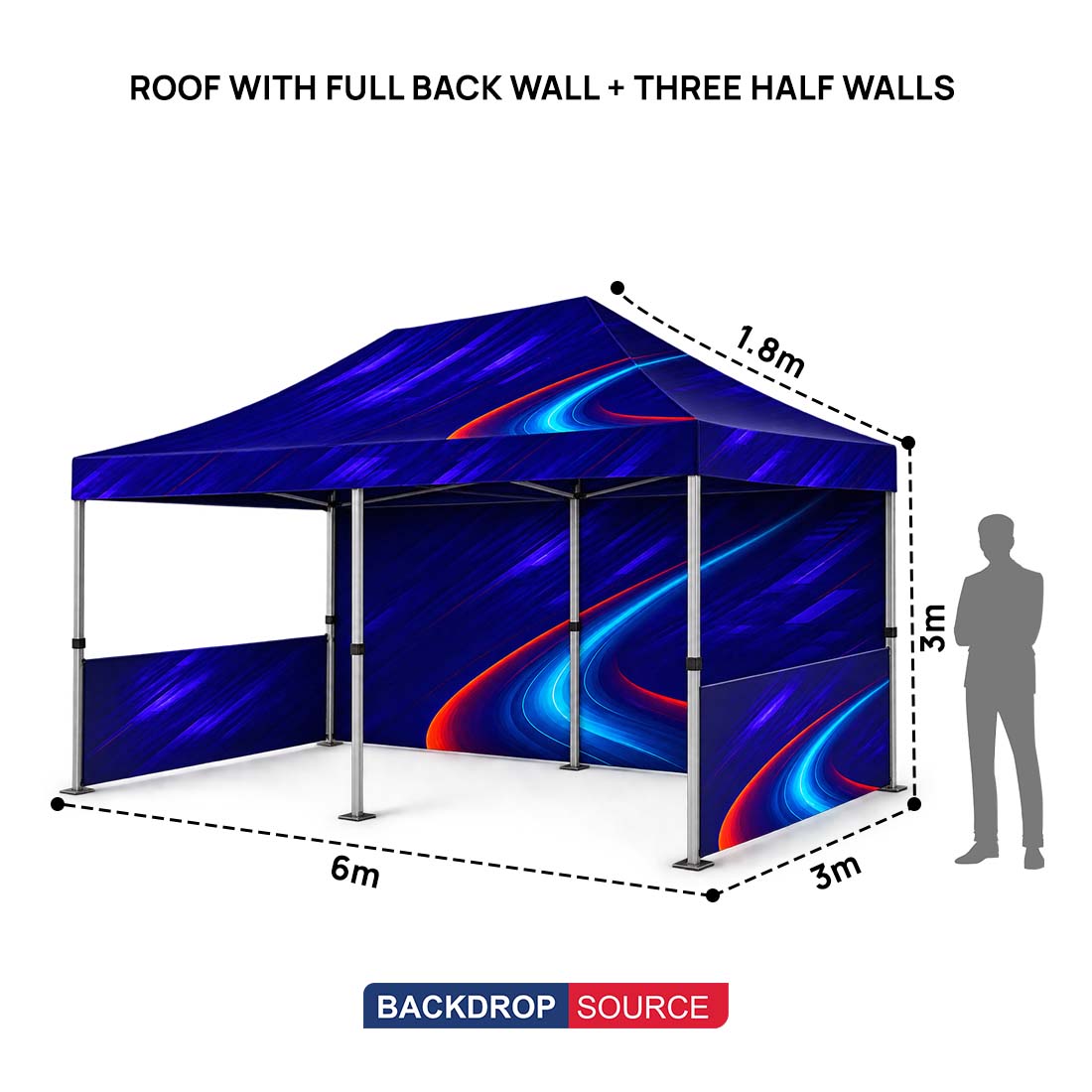 Tenda a baldacchino in tessuto resistente – (6m L x 3m H)