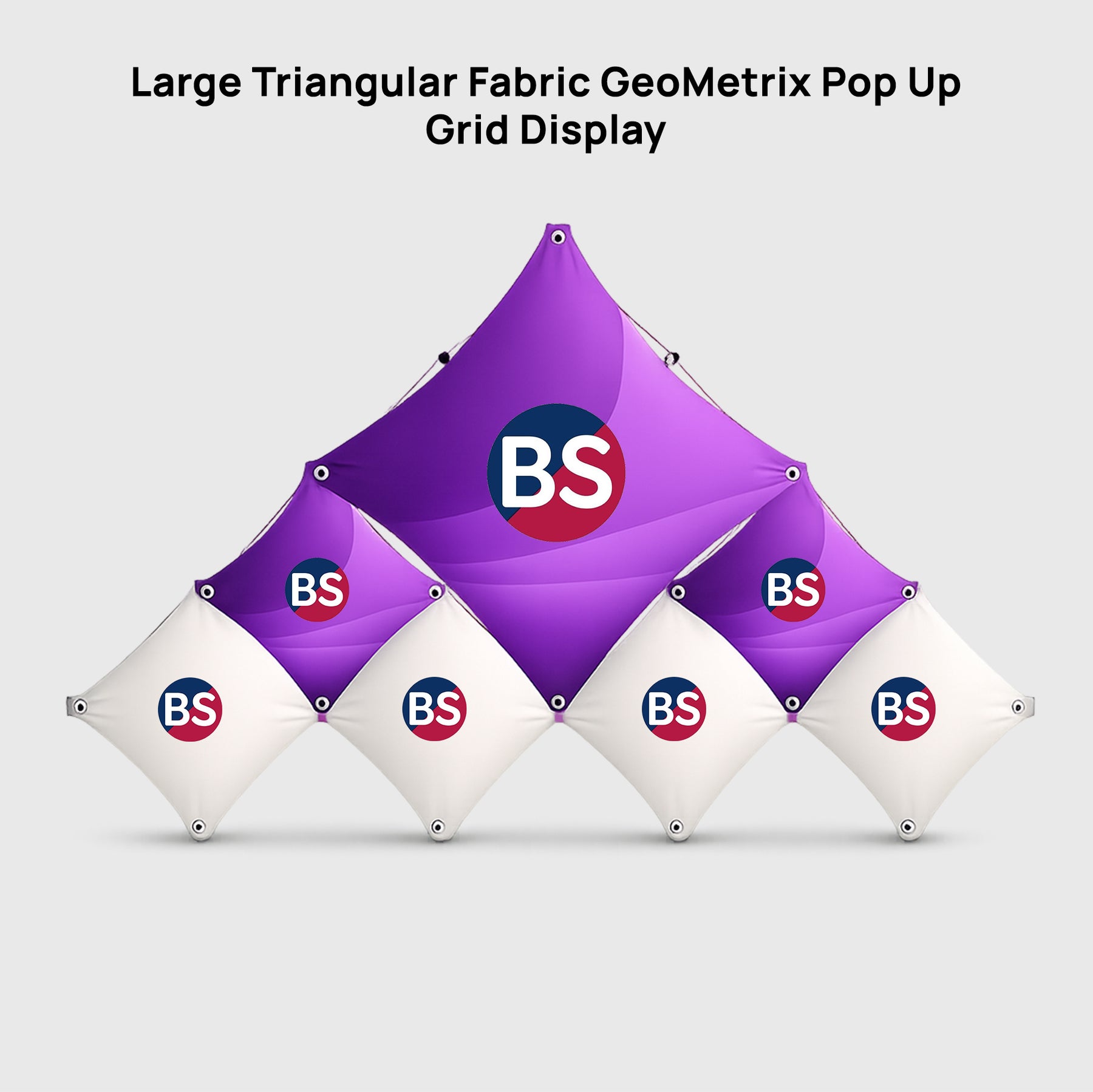 Espositore triangolare grande in tessuto GeoMetrix pop up a griglia