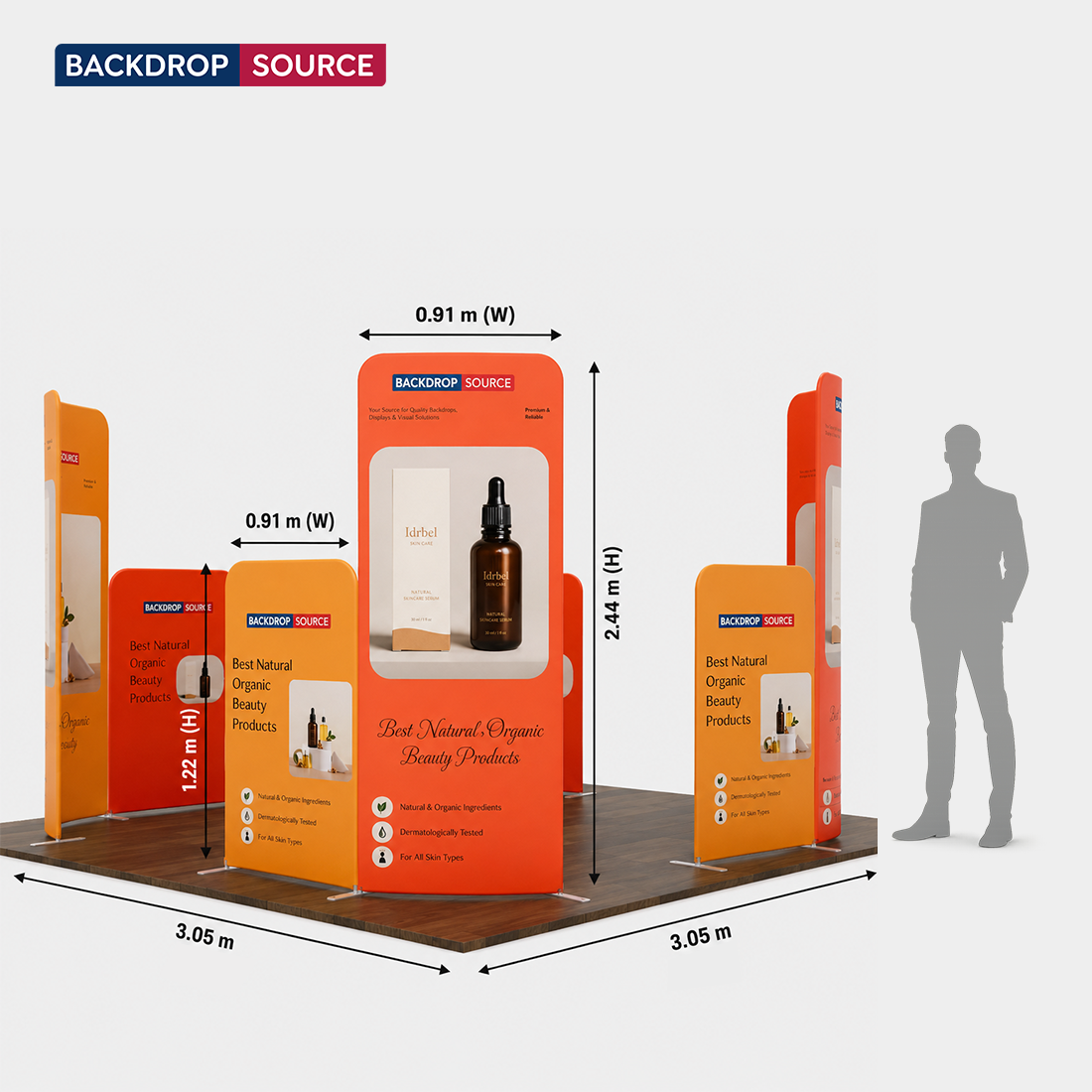 Espositore da stand in tessuto magnetico - Modello 1 (4m x 3m)