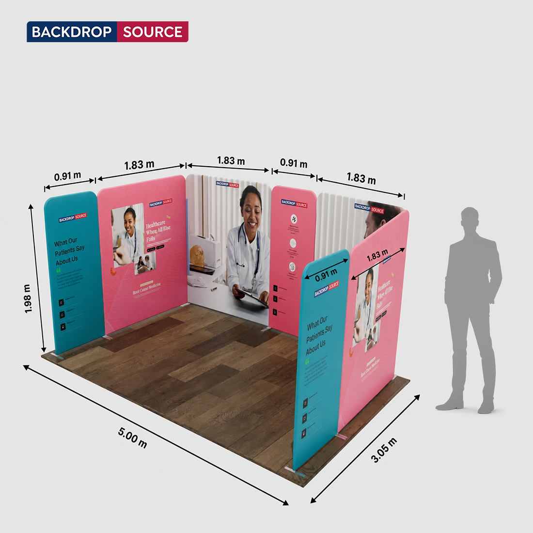 Stand espositivo in tessuto magnetico - Modello 1 (5 m x 3 m)