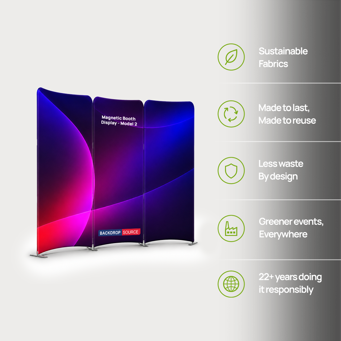 Magnetic Fabric Booth Display - Model 2 (2m x 2m)