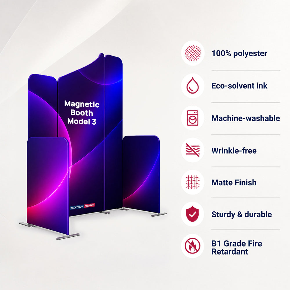 2x2m Magnetic Fabric Booth Wall with 5 Straight Panels