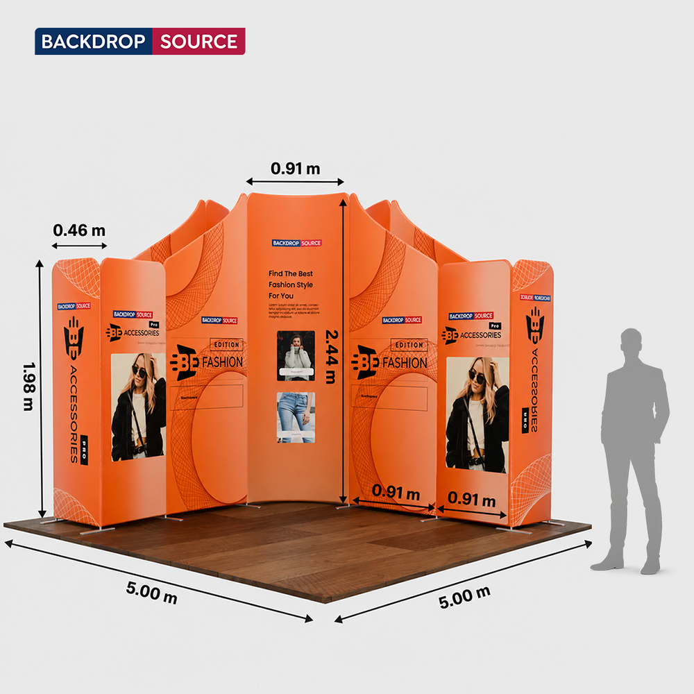 Espositore magnetico in tessuto per stand - Modello 4 (5m x 5m)