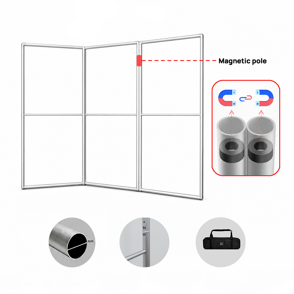 Espositore divisorio magnetico in tessuto – 3 pannelli