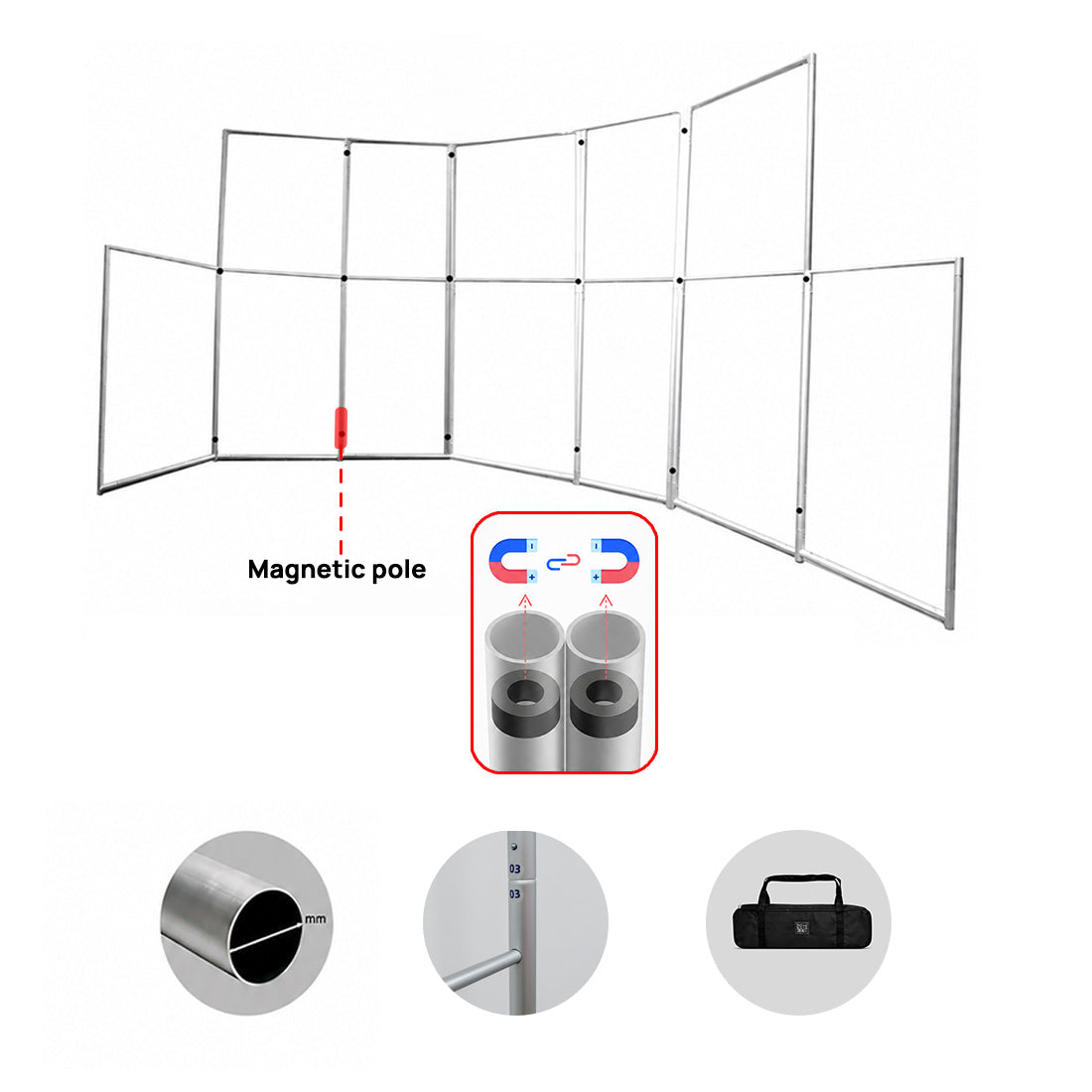 Display magnetico in tessuto divisorio – 7 pannelli