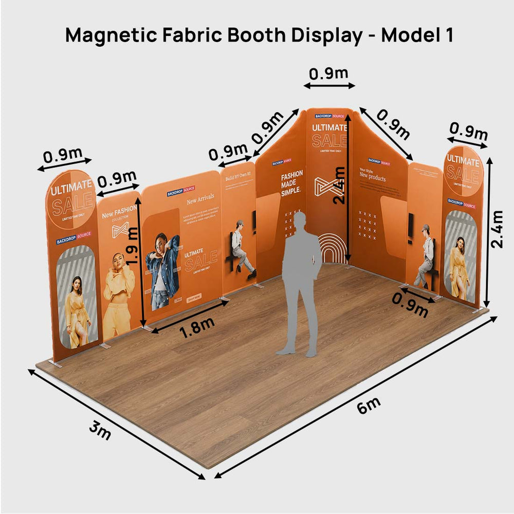 Stand espositivo in tessuto magnetico - Modello 1 (6m x 6m)
