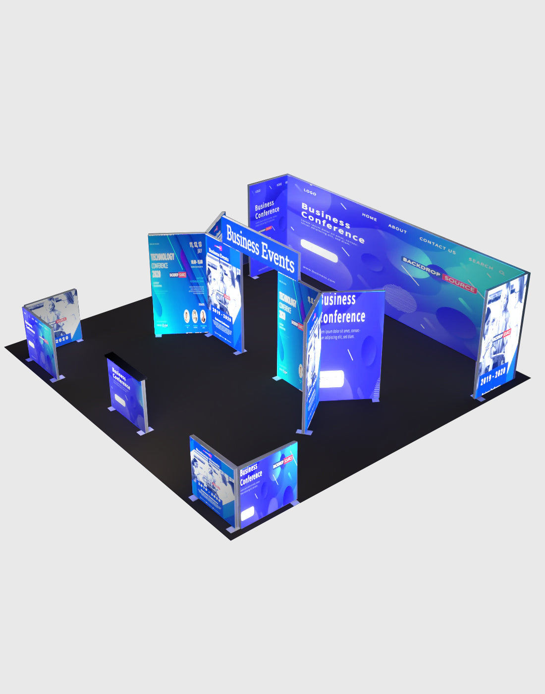 Espositore modulare SEG Lightbox da 10 piedi per fiere - Modello 1