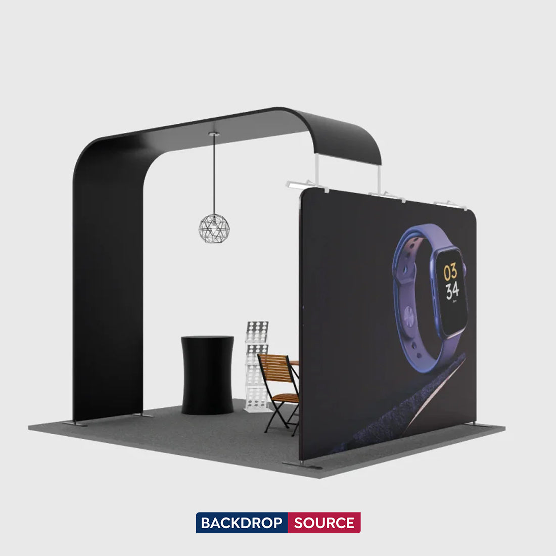 Kit espositivo modulare per TV ad arco L per stand larghi 3 m