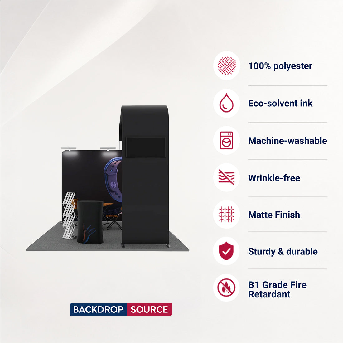 Kit espositivo modulare per TV ad arco L per stand larghi 3 m
