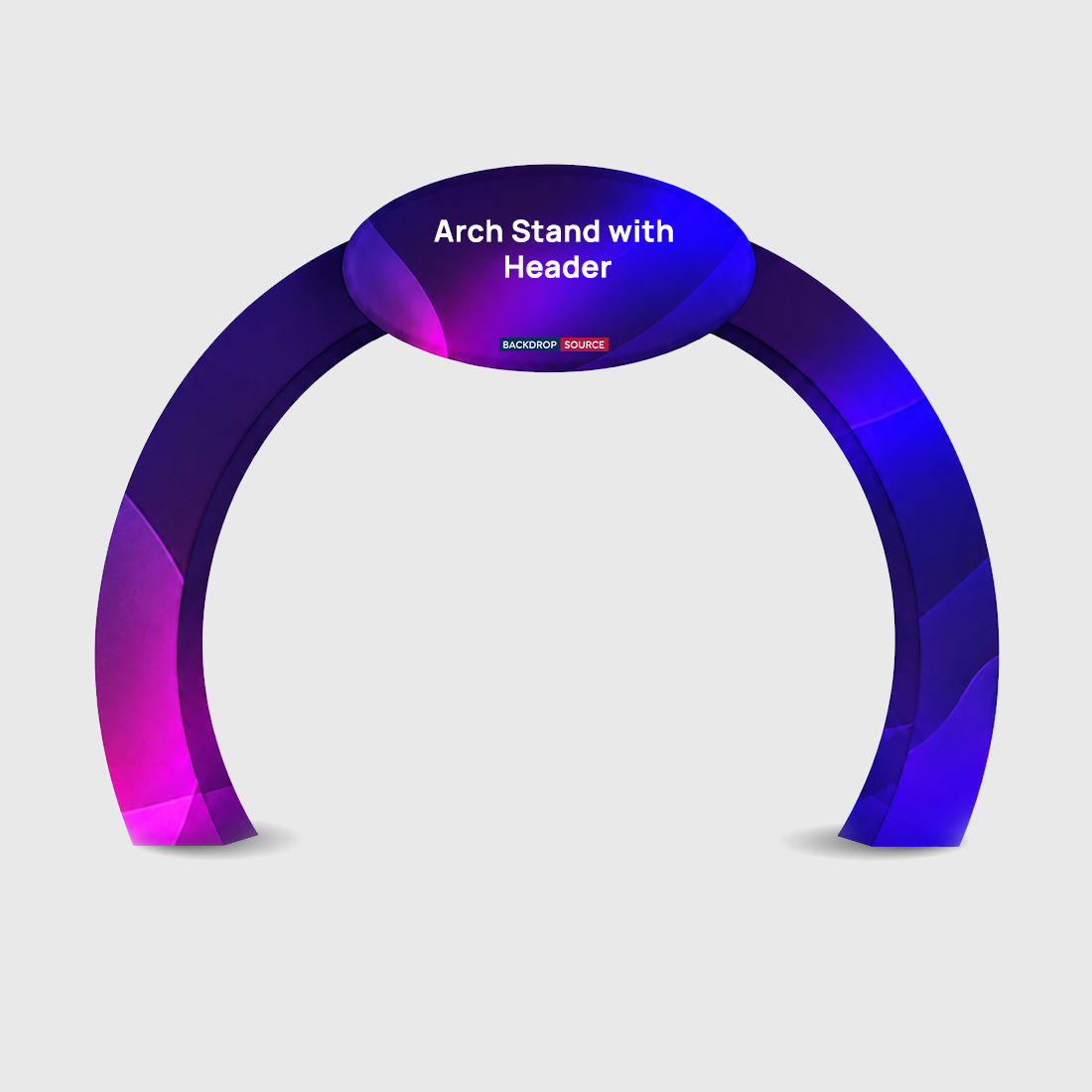 Stand per arco espositivo modulare in tessuto con testata personalizzata