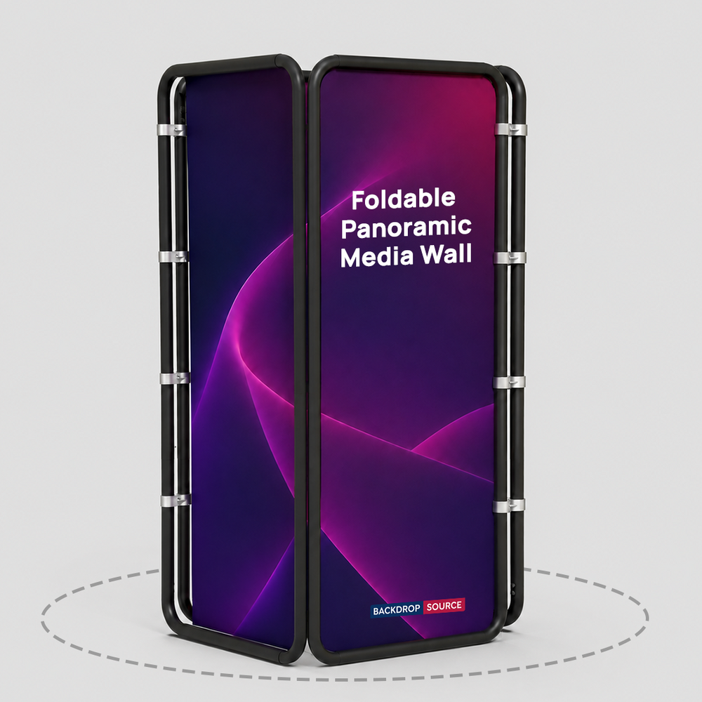 Pared multimedia panorámica plegable con diseño que cambia de forma