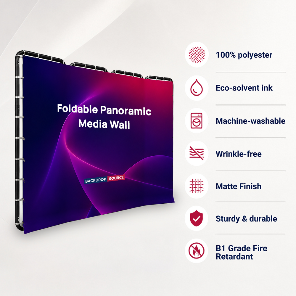Pared multimedia panorámica plegable con diseño que cambia de forma