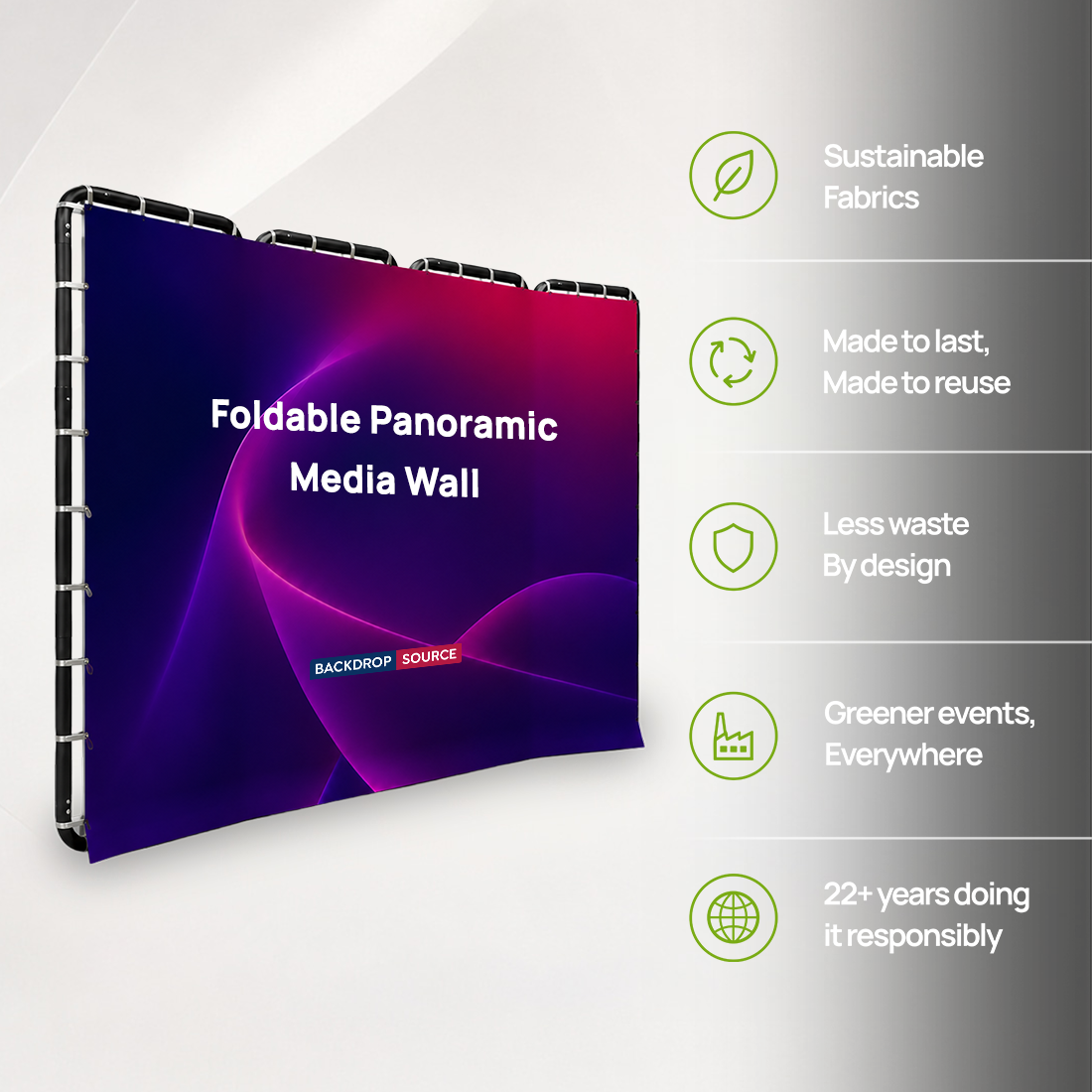 Pared multimedia panorámica plegable con diseño que cambia de forma