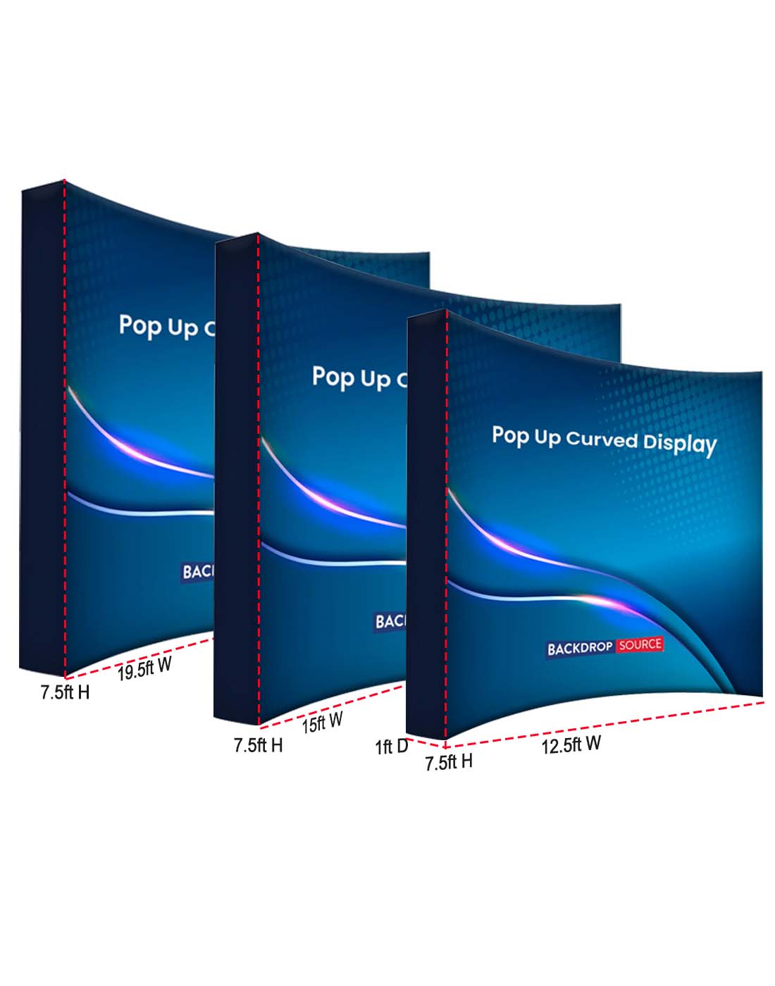 Parete multimediale in velcro curva pop-up