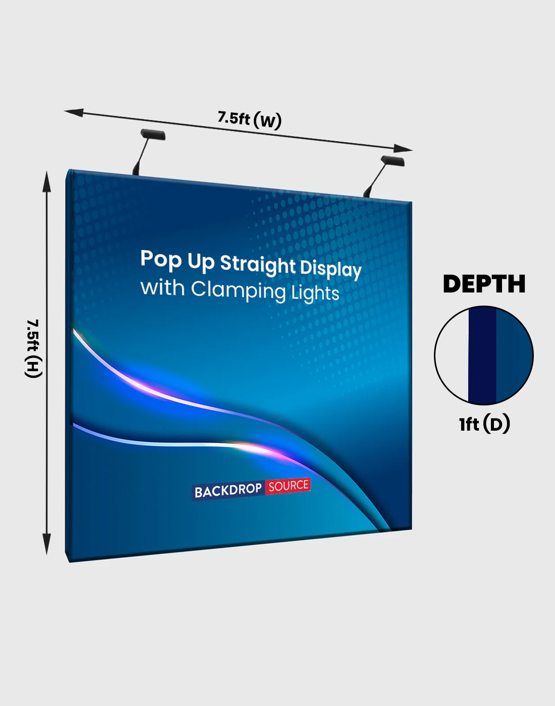 Fabric Popup Straight Backwall Kit with Clamping Lights